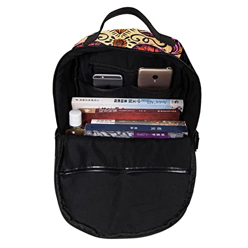 Mochila de calaveras escolar juvenil con estampado floral casual 5