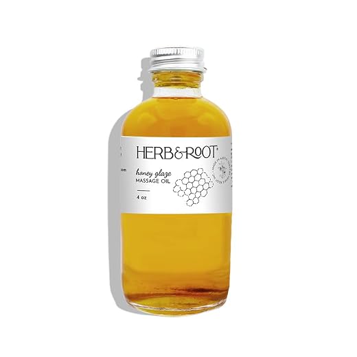 Sensual Massage Oil with Honey for Couples, Natural, Edible, and Delicious, Premium Grade Adult Massage Therapy Oil Blend to Relax Tense Muscles, Hypoallergenic Skin Therapy, Herb & Root, 4 oz.