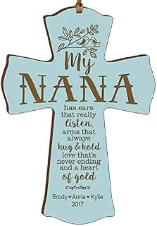 LifeSong Milestones Personalized Family Keepsake Wooden Cross Decorative Ornament Gift for Nana from
