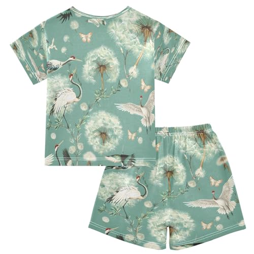 senya Short Sleeve Pajamas Sets Summer Cotton Sleepwear Butterflies Dandelion Seeds2