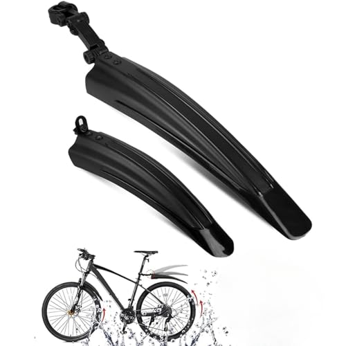 Yubbuio 自転車用泥除け クロスバイク フェンダー 前後 泥よけ リアフェンダー セット付属品を含む 汎用泥除け 簡単取り付き 角度調整可能 ロードバイク/マウンテンバイク/クロスバイク用 PP材質 耐久性 取り外し 簡単 雨水 (ブラック)