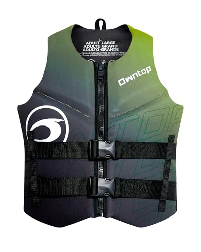 Owntop Chaleco de Ayuda a la Flotabilidad para Adultos | Chaleco de Flotabilidad de Neopreno | Chaleco de Natación Plegable y Ligero con Doble Hebilla | para Kayak, Paddle y Pesca(Verde,M)