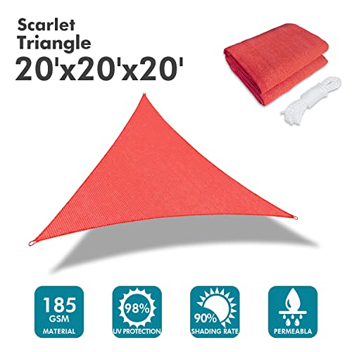 Image of KANAGAWA 20'x20'x20' Sun Shade Sail Scarlet Curved Triangle