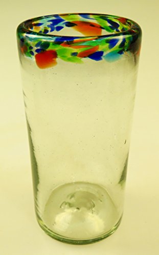 Mexican Glass Confetti Rim Tumblers 20 Oz, (6) #TOP3