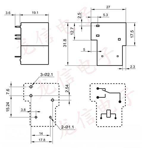 Relé NB90E-12S-S-C5 de 5 pines interruptor electromecánico de 12V DC para control de circuitos 3