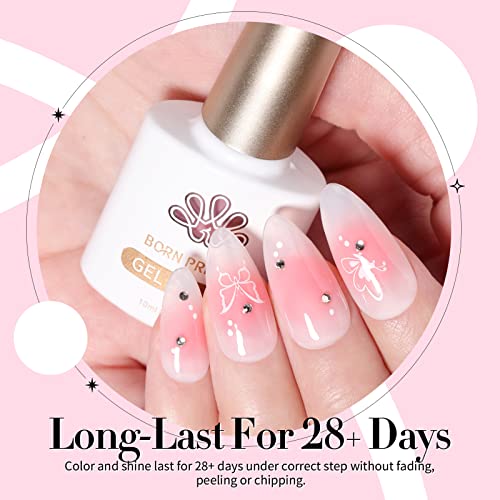 Born Pretty Jelly Pink and Milky White Gel Polish Set #TOP30