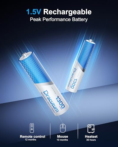 Image of 8-Pack AAA Rechargeable Batteries Lithium 1.5V 1300mWh Triple A Battery