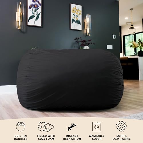 Big Joe Fuf 7Ft Giant Foam Bean Bag Chair, Oversized Couch with Removable Cover for Kids, Teens, Adults, Onyx Lenox, Durable Woven Polyester, 7 Foot Giant by Big Joe - Used condition - Image 7