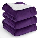 Aisbo Dicke Kuscheldecke Flauschig Violett - Extra Warme Decken für den Winter als Sofadecke Couchdecke 220x240 cm, XXL Große Wohndecke aus hochwertige Sherpa Fleece, Soft Weich Blanket