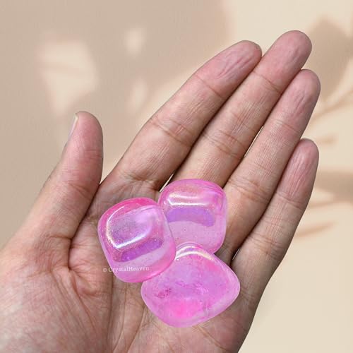 Image of Certified Rose Aura Quartz Crystal Healing Tumbled Stone, Natural Polished Crystals for DIY Crafts, Manifestation, Meditation, Pooja Feng Shui and Reiki Healing (30 Grams)