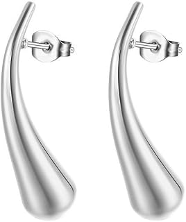 Teardrop Earrings for Women by Ginger Lyne | Gold Plated Stainless Steel Stud Drop Ear Rings | Fashion Jewelry Gifts for Wife or Girlfriend