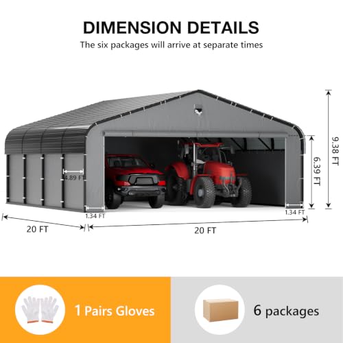 Image of 20x20 Metal Carport with Removable Sidewalls, Heavy Duty Car Carport Canopy, 100MPH Wind Resistance for Cars, Boats, Trucks, Outdoor Parties