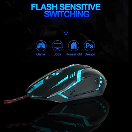 Image of COOLCOLD Gaming Mouse | Wired USB 2.0, Mouse Gaming | 1600 DPI LED RGB Backlight 6 Buttons, 4 Color Breathing Light with 1.5M Nylon Cable for Laptop, PC & Gamer