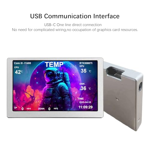 Image of VSDISPLAY 5'' LCD Monitor 800x480 LCD Monitor Temp CPU GPU RAM Display,Silver
