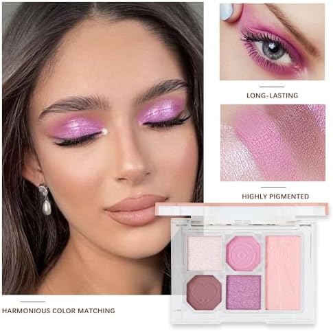 5 Colors Eyeshadow Palette Makeup, Matte Shimmer Eye Shadow Palette, Long Lasting Naturing-Looking, paleta de sombras de ojos,Everyday to Eye Makeup Looks,Vegan & Cruelty-free 04#