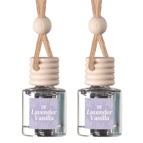 Image of C&E Craft Co Hanging Car Air Freshener Diffuser 2 Pack, Long Lasting Fragrance Oil Car Freshener, Glass Bottle Auto Air Freshener, Made in USA (Lavender Vanilla)