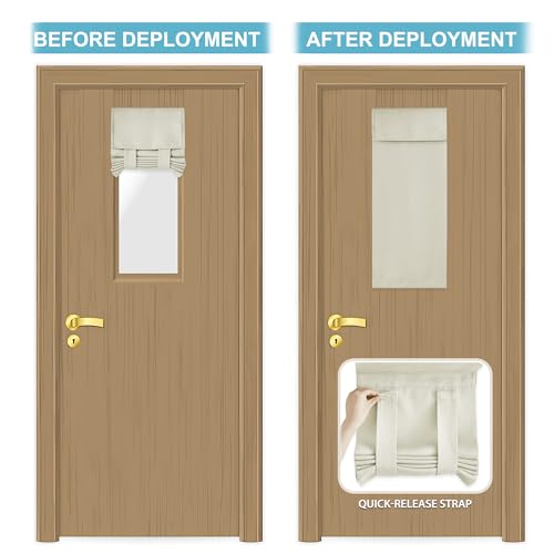 Image of RYB HOME Door Curtains for Small Windows, Room Darkening Heavy Duty Vertical Sides Door Blinds Full Privacy for Patio Window, 1 Panel, Light Beige W12 x L40