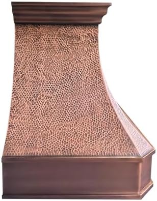 CT Copper Tailor Copper Vent Hood Wall Mount,36.5'' W,48''H, 600 CFM Exhaust Fan,Stainless Steel Vent,LED Light,Dishwasher-Safe Baffle Filters,Medium Patina,VH26-3SH — view 3
