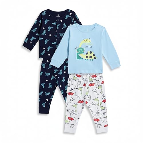 Image of Mothercare Girls Autumn Charm Printed Full Sleeve 4-Piece Top and Pyjama Set
