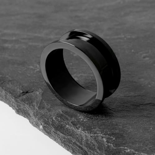 Treuheld® | 5mm Ohr Flesh Tunnel | Schwarz | Chirurgenstahl 316L | Damen und Herren | mit Gewinde - Schraubverschluss/zum Schrauben