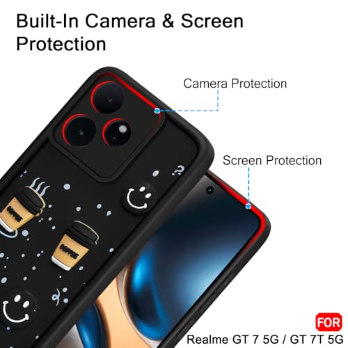 Image of TheGiftKart Back Cover Case for Realme GT 7 5G / GT 7T 5G | Cute Fun Cartoon 3D Smiley Coffee Case | Full Camera Protection | Shockproof Back Cover Case for Realme GT 7 5G / GT 7T 5G