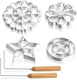 Lnwwrv 6er-Pack Bunuelos-Formen mit Griffen - Rosette-Timbale-Eisen-Set aus Aluminiumlegierung, Waffel- & Lotusstern-Kochstempel für die Küchenbacken