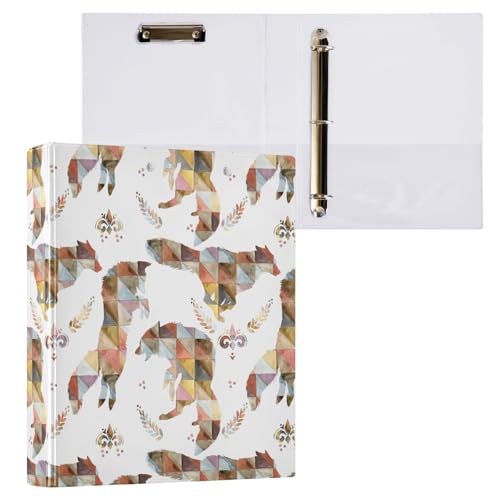 Vuiyean Fichário Argyle Wolf Wildlife Animal com 3 anéis com prancheta e 2 bolsos fichários grandes