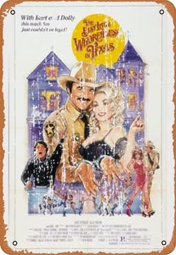 Suodscnl ZYUW10140395 Retro Metal Sign - The Best Little Whorehouse In Texas Look 80S Movie Cool Fan Wall Decor 8X12Inches cover