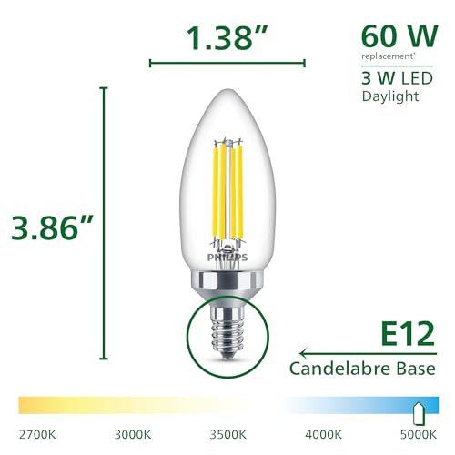Philips Ultra Efficient LED B11 60W Clear Light Bulb, Dimmable 5000K 2PK by Philips - Image 4