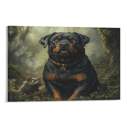 Affiche Rottweiler 12x18inch peinture 3D imperméable pour décoration murale intérieure