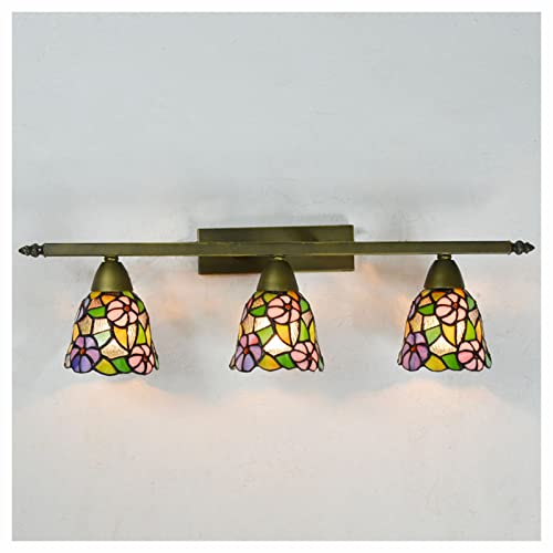 3 Kopfwandlampe, Tiffany-Stil Buntglaswandlicht, Korridor-Gang-Schlafzimmer-Wandleuchter, Eisenbasis, E14, 111-240V, max. 40W Cover