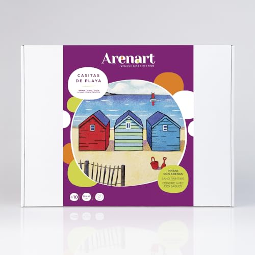 Arenart | 1 Lámina Casitas Playa 38X46Cm | Para Pintar Con Arenas De Colores | Manualidades Para Adultos Y Jóvenes | Dibujo Fácil | Pintar Por Números | +9 Años