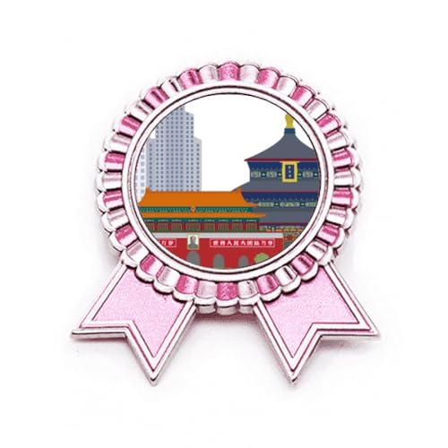 Broche Tian'anmen de Chine en métal rose taille M bijou fantaisie