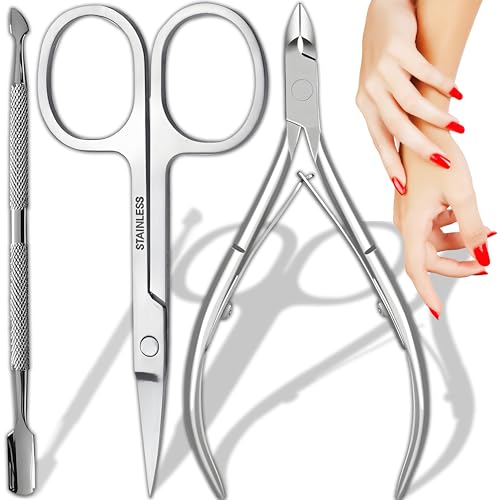 Retoo Pince à ongles tranchante & inoxydable & Ciseaux à cuticules de précision avec coupe lisse & Pousse cuticules double face en acier inoxydable pour les ongles incarnés des pieds