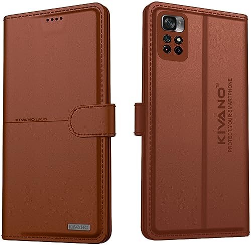 Image of KIVANO Compatible with Xiaomi Redmi Note 11T / Xiaomi Poco M4 Pro 5G Flip Cover | Leather Finish | Inside Pockets & Inbuilt Stand | Shockproof Wallet Style Magnetic Closure Back Cover Case