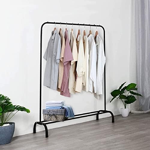 ColdShine Clothing Rack Clothes Rail 146x110x40cm Heavy Duty Clothes Rail for Bedroom Clothes Hanging Rail for Clothes Free Standing Metal Garment Rack with Lower Storage Shelf Black
