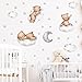 Cute Cartoon Bear Clouds Moon and Stars Wall Stickers, 11.8x35.4IN PVC Wall Decals Decorative Window Stickers Home Interior Wall Art Decoration for Kids Room Baby Room Nursery