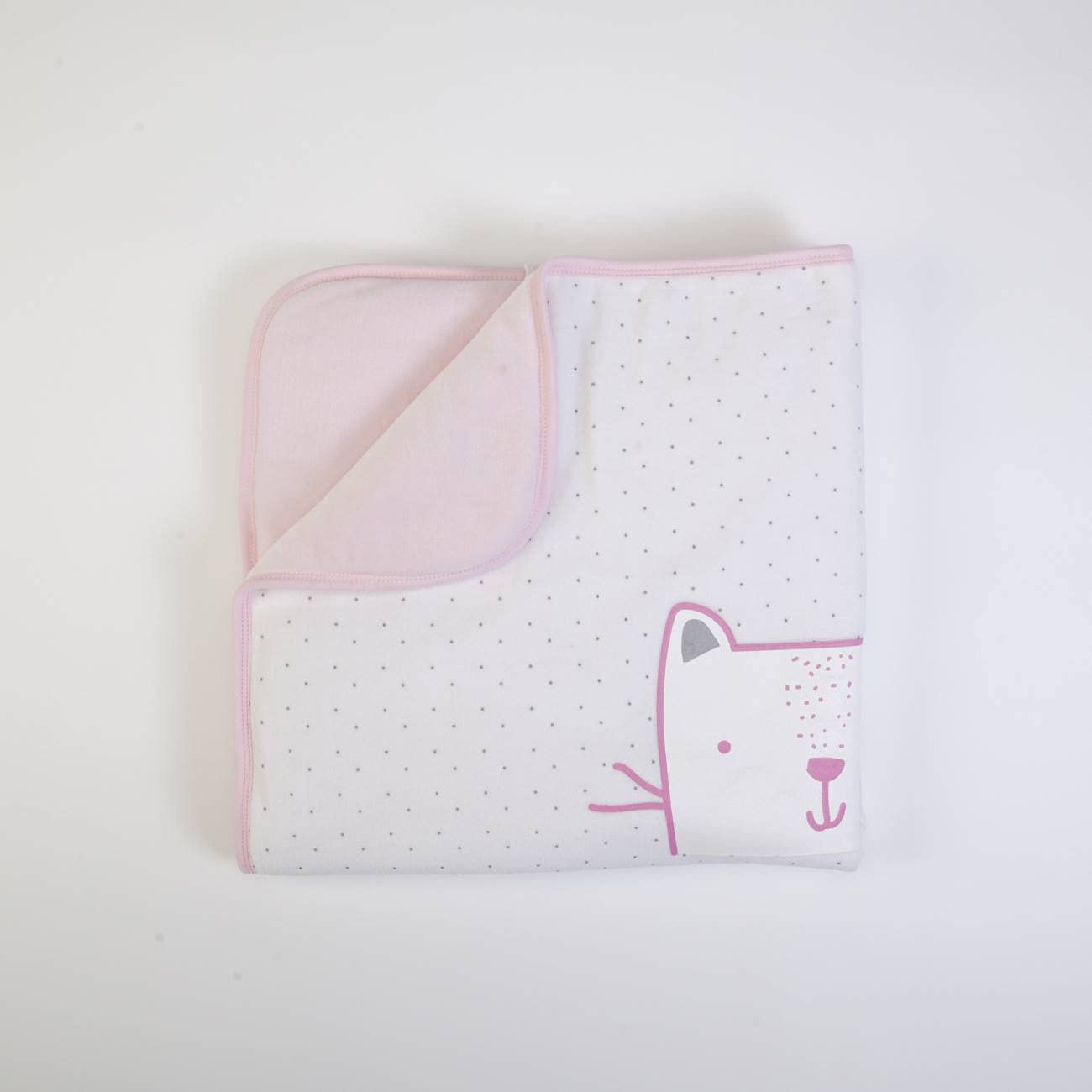 Nenè Copertina Neonato Ciniglia Stampata 80x80 cm Bianco Rosa