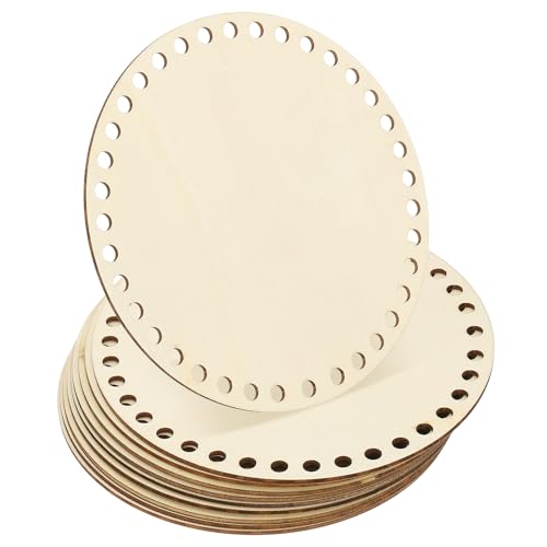 PATIKIL 6 Inch Crochet Basket Base, 10 Pcs Basket Bottoms Round Wood Base Shaper Bag Making Supplies Weaving Knitting Kit for Crochet Shoulder Bag Handbag Purse Craft
