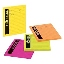 Post-it Super Sticky Lined Notes, Telephone Message, 4 Sticky Note Pads, 4 x 5 in., School Supplies, Office Products, Sticky Notes for Vertical Surfaces, Monitors, and Walls, Energy Boost Collection