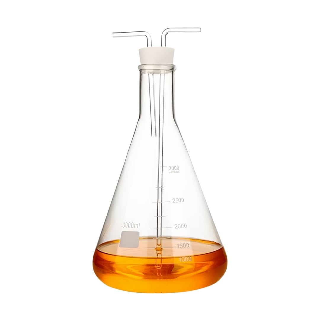 Matraz Cónico Graduado Frasco Lavador Gas Vidrio Borosilicato Químico-3000ml