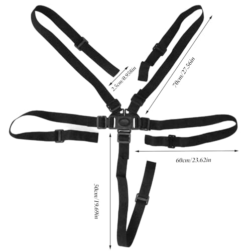 5 Punkt Gurt Sicherheitsgurt,Sicherheitsgurt für Kinder,5-Punkt-Gurt Verstellbare Hochstuhl Sicherheitsgurte Gurte für Kindersitz,Kinderwagen Buggy,Auto(Schwarz)