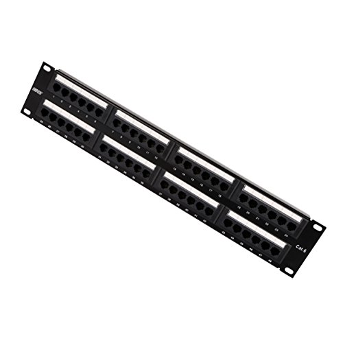 Dshot 48 Port 2U Wall Mount Rack Mountable RJ45 CAT6 Patch Panel -Dual IDC Connector can Accept 22-26 AWG Solid and Stranded UTP Cables - Compatible with 110 or Krone Tools