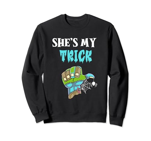 Shes My Trick Funny Zombie Halloween Costume Matching Couple Sweatshirt