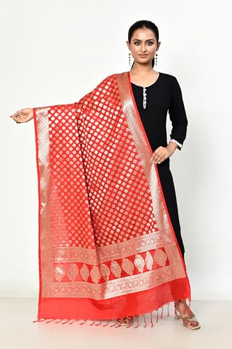 Banarasi Dupatta for Women with Polka Dot Design Gold Zari Work, Shawl Scarf Wrap Chunni3