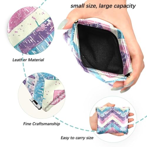 Pastel Colors Chevron Coin Purse Leather Pouch Change Purse, Squeeze Coin Pouch for Cards, Keys & Lipsticks, Unisex2