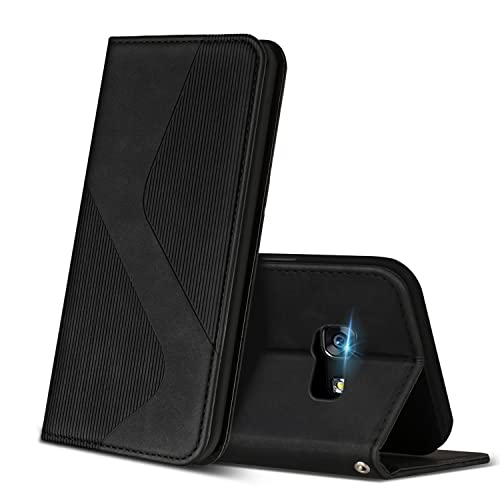 ZONNAVI Hülle für Samsung Galaxy A3 2017, PU Leder Handyhülle mit Kartenfächer & Standfunktion, Lederhülle Flip Wallet Hülle Schutzhülle für Samsung A3 2017 (Schwarz)