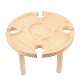 ifundom 1 Stück tragbarer runder Tisch Faltbare Tabelle im Freien geformt groß Lagertisch Weintisch für den Haushalt Weintisch aus Holz Snacks Essen Weintisch runder Serviertisch Holztisch