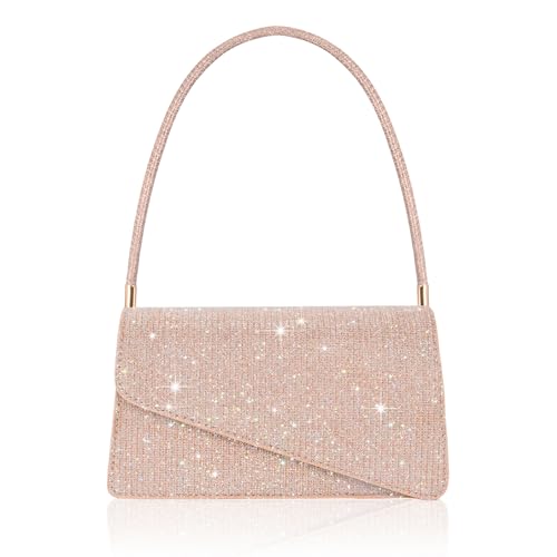 Toptime Pochettes et Clutches Femme, Brillante Petit Sac à Main Femme avec Poignée, Chic Pochette Ceremonie Mariage et 2 Compartiments, Élégante Sac à Main...