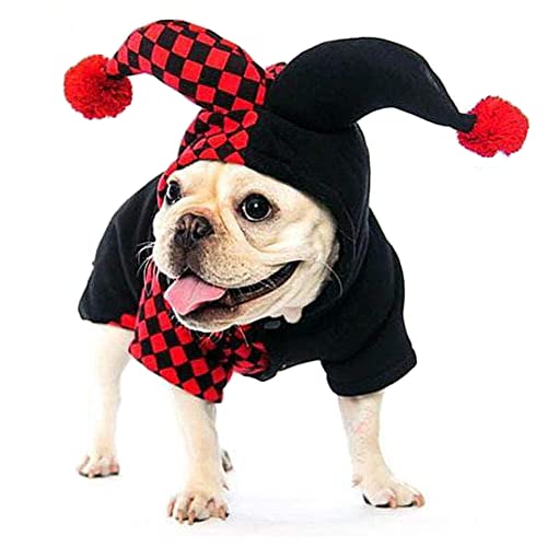 Compnet Dog Clown Costume,Pet Halloween Christmas Cosplay Jester Costume,Pet Fashion Red And Black Plaid For Small Medium Dogs(M) #TOP4